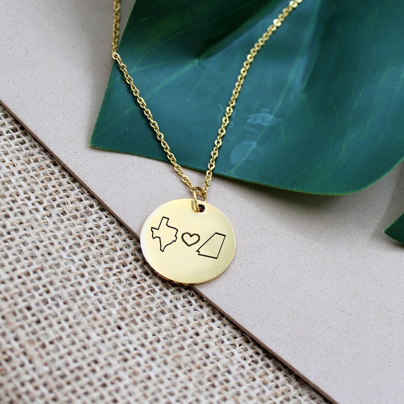 Gift For Best Friend Custom Long Distance State Necklace Gift Best Friend Necklace Long Distance Friendship Gift image 1