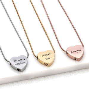 Personalized Heart Cremation Jewelry Urn Necklace for Human and Pets Ashes, Custom Memorial Keepsake Jewelry,Free Funnel Kit