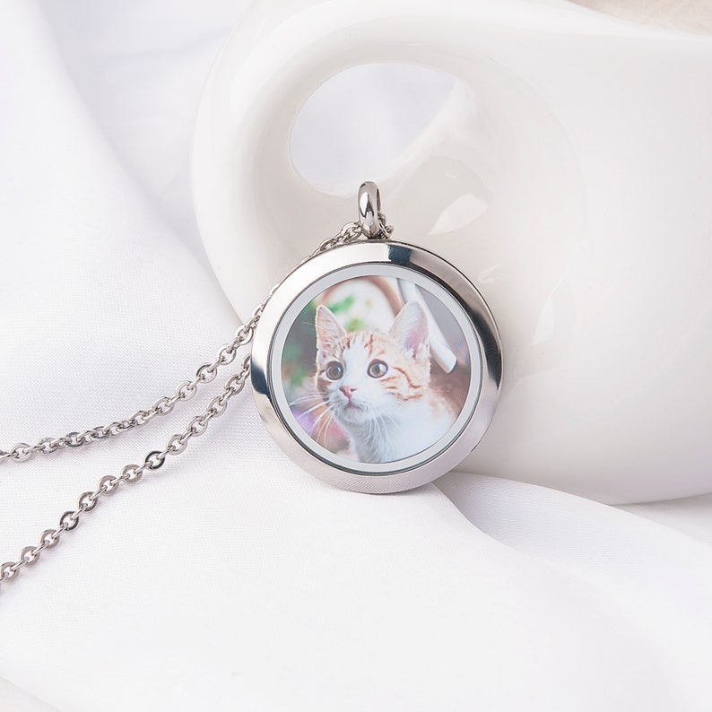 Pet Memorial Gift Personalized Pet Photo Necklace Memorial Locket Necklace Locket Necklace with Photo Pet Memorial Jewelry image 7