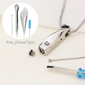 Personalized Cremation Urn Jewelry for Human Ashes, Engraving Cremation Memorial Bar Necklace, Ashes Keepsake for loss of Mom Dad