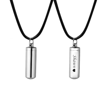 Urn Necklace, Cremation Necklace, Memorial Necklace, Cylinder Urn Necklace, Personalized Silver Cylinder Memorial Jewlery, Ashes Necklace