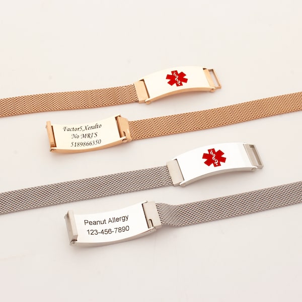 Medical ID Alert Bracelet, Adjustable Custom Medical Allergies Bracelet, Personalized Diabetes Bracelet,High Quality Stainless Steel