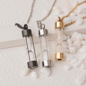 Hourglass Urn Necklace - Custom Cremation Jewelry - Personalized Urn Necklace Engraved Initial on Bottom - Memorial Necklace for Ashes