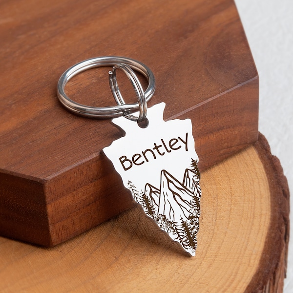 Dog Tag - Dog  Id Tag - Dog Tag for Dogs Personalized - Custom Dog Tag - Dog Collar Tag - Arrowhead Dog Tag Mountain Peak Design