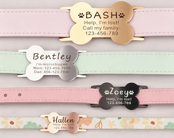 Slide On Dog Tag - Dog Tags For Dogs Personalized - Silent Dog Id Tag - Dog Bone Tag - Custom Slide On Fancy Bone Dog Tag Black