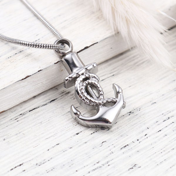 Anchor Cremation Jewelry Urn Necklace, Personalized Memorial Jewelry for Human and Pets Ashes, Remembrance Memorial Gifts