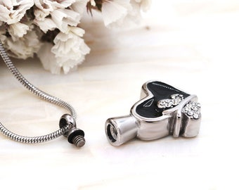 Personalized Crystal Butterfly Heart Cremation Jewelry For Ashes, Black Urn Necklace for Ashes, Heart Urn Jewelry, Keepsake Jewelry Women