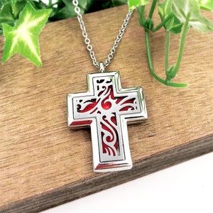 Diffuser Necklace, Oil Diffuser, Aromatherapy Locket, Aromatherapy Necklace, Scent Necklace, Personalized Vintage Cross Aromatherapy Jewelry