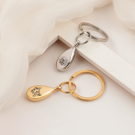 Urn Keychain for Pets - Custom Pet Portrait Ashes Keychain - In Memory of Dog - Cat Memorial Keychain - Personalized Pet Urn Keychain