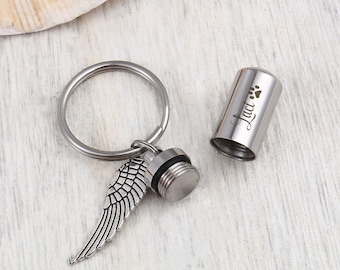 Pet Urn Cremation Keychain - Custom Engraved Dog Ashes Keychain - Urn for Dog Pet Ashes - Cremation Jewelry - Pet Memorial Gift