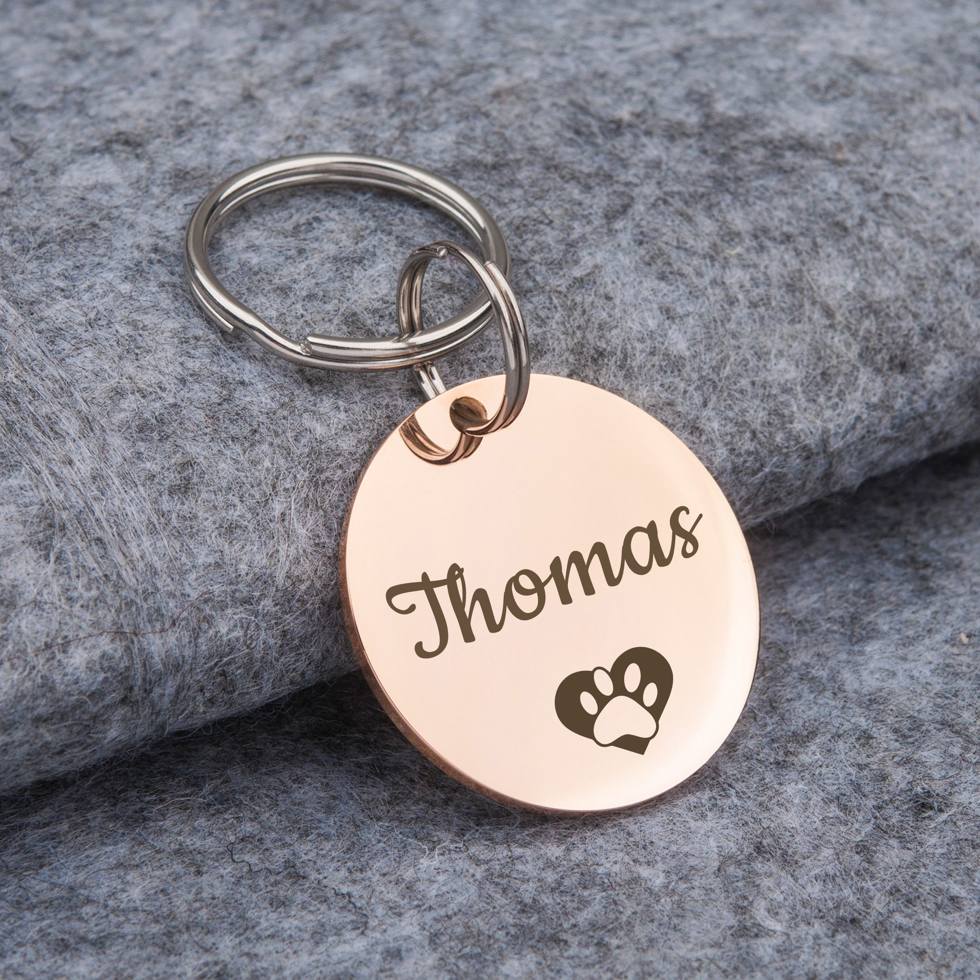 Rose Gold Dog Tag Dog Tags for Dogs Personalized Dog Name Etsy