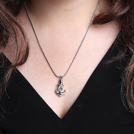 Anchor Cremation Jewelry Urn Necklace, Personalized Memorial Jewelry for Human and Pets Ashes, Remembrance Memorial Gifts