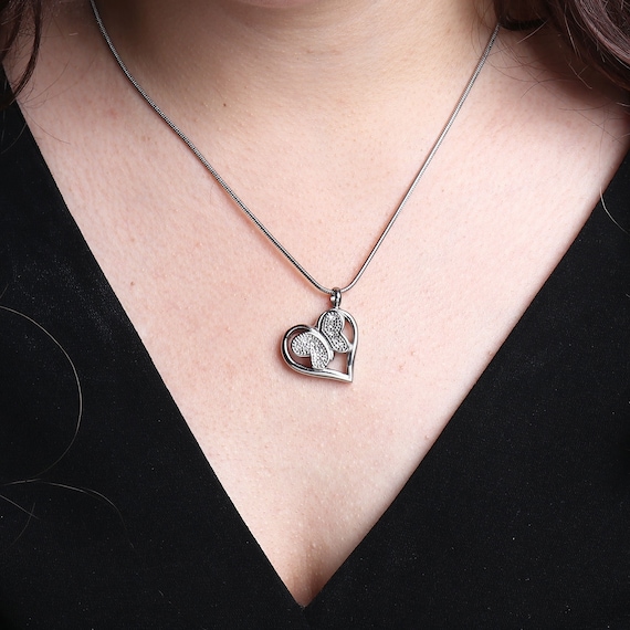 Butterfly Spirit Heart 10KT/14KT Gold Cremation Jewelry Urn