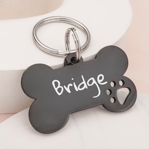 Dog Tag, Dog Tag for Dogs, Bone Dog Tag, Dog ID Tag, Custom Dog Name Tag, Black Dog Tag Personalized for Dogs