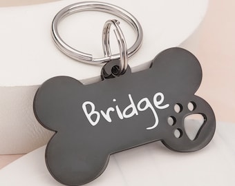 Dog Tag, Dog Tag for Dogs, Bone Dog Tag, Dog ID Tag, Custom Dog Name Tag, Black Dog Tag Personalized for Dogs