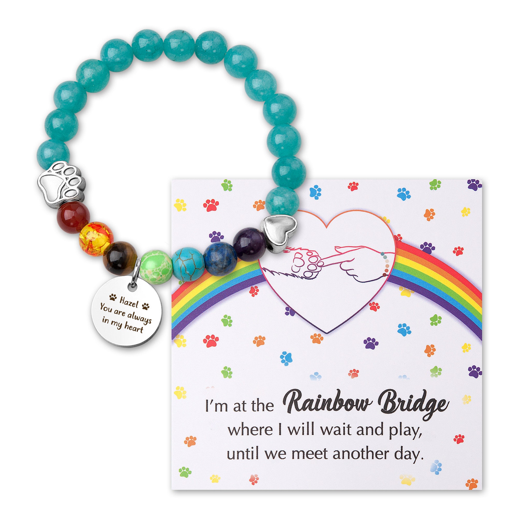 Rainbow Bridge Pet Memorial Bracelet - Gift for Loss of Dog or Cat ...