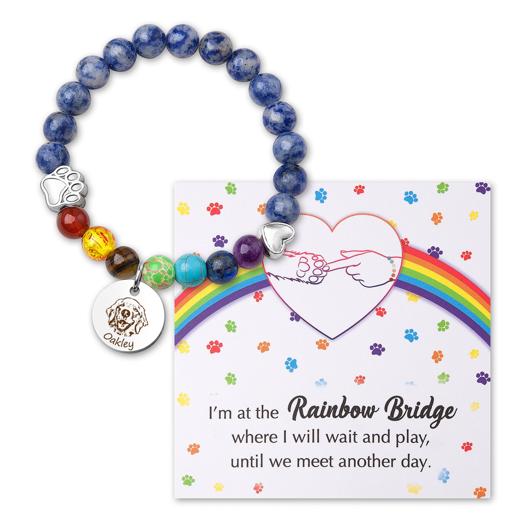 Dog Memorial Gift - Rainbow Bridge Pet Memorial Bracelet - Personalized ...