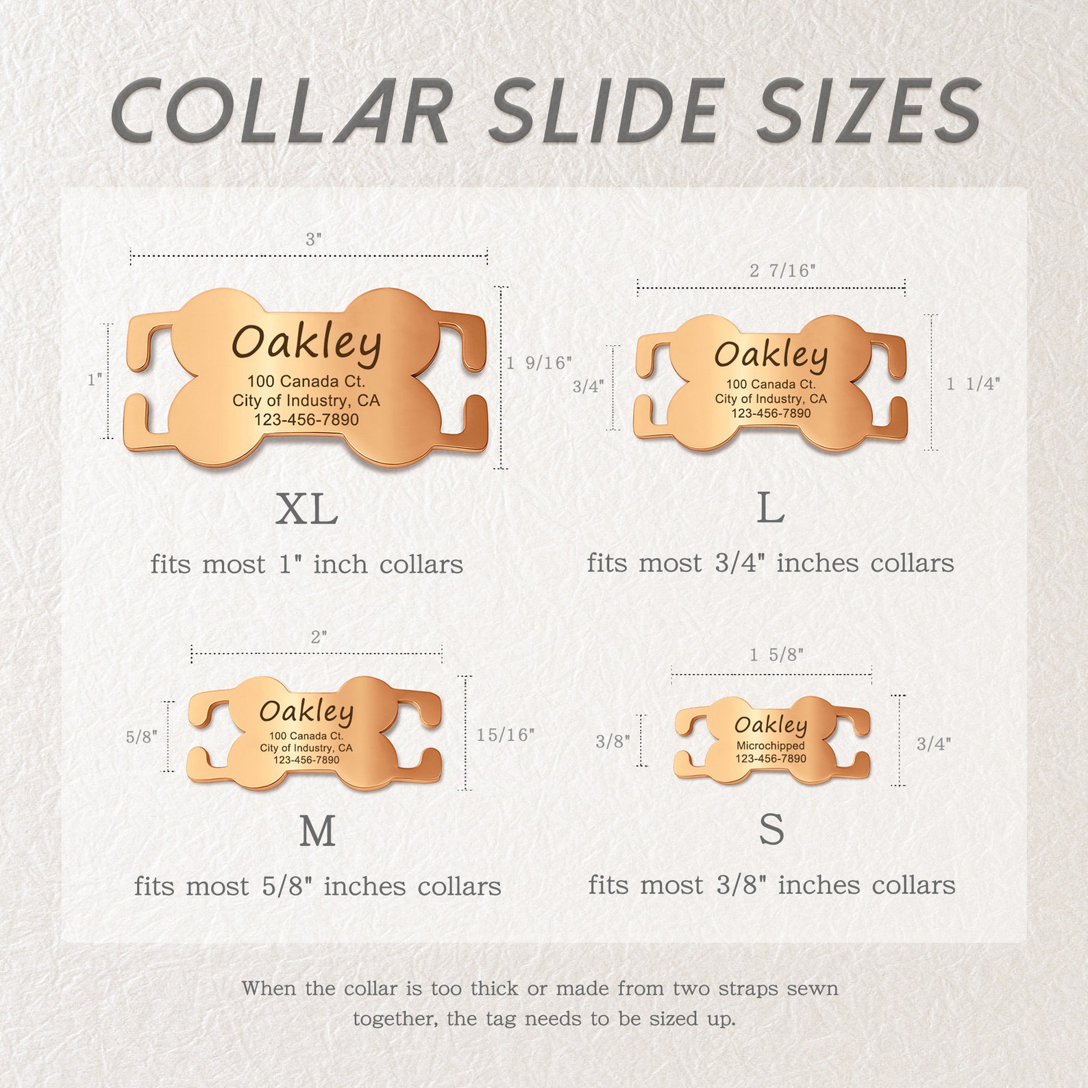 Sliding Tags Slide on Dog Tag - Custom Dog Tags - Silent Dog Tag Personalized ...
