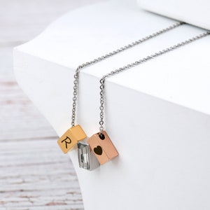 Personalized Cremation Necklace - See You Cremation Necklace for Ashes - Mini Cube Urn Necklace - Engraved Triple Mini Cube Ashes Jewelry