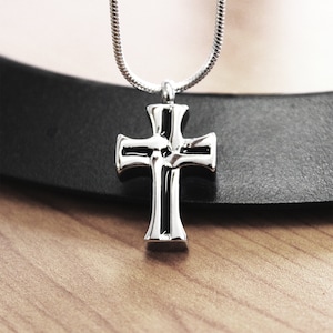 Cross Urn Necklace Personalized - Cremation Urn Necklace for Human Ashes - Custom Engraved Cross Ashes Necklace - Cremation Memorial Gift