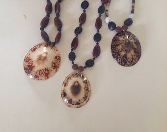 Green Iridescent Pheasant Feathers W Opihi Shells Jewelry Set New