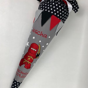 Cono escolar XL Ninja Ninjago tela incl. cartón en blanco 85 cm ST7048