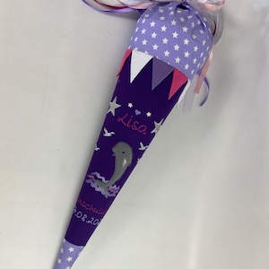 Mochila escolar sugar bag delfín de tela con purpurina incluido cartón en blanco 70 cm ST7205