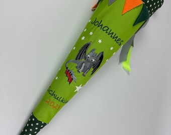 Cone escolar XL Dragão desdentado feito de tecido incluindo papelão em branco 85 cm ST000