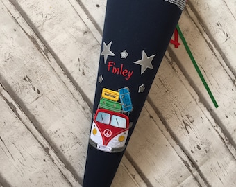 XL school cone sugar cone VW Bulli made of fabric including cardboard blank 85 cm ST7146