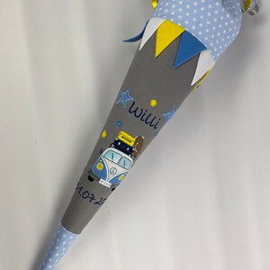 Cono escolar/bolsa de azúcar XL VW Bulli de tela, incluye cartón en blanco 85 cm ST7028