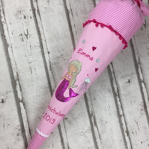 Cono escolar XL tela sirena brillo XL 85 cm cartón en blanco ST7120