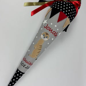Cono escolar de azúcar con forma de suricata de tela, incluye cartón en blanco, 70 cm ST0000