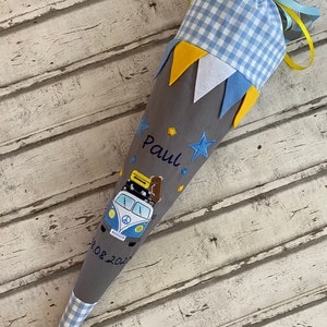 Cono escolar/bolsa de azúcar XL VW Bulli de tela, incluye cartón en blanco 85 cm ST7029