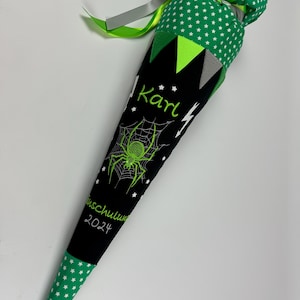 Cono escolar XL de tela con forma de araña, incluye cartón en blanco, 85 cm ST9999