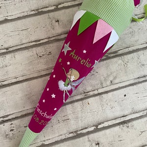 Hada cono escolar XL de tela, incluye cartón en blanco 85 cm ST7155