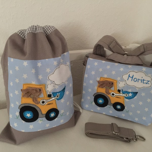 Nursery backpack + gym bag *bunny drives tractor * KTS0206