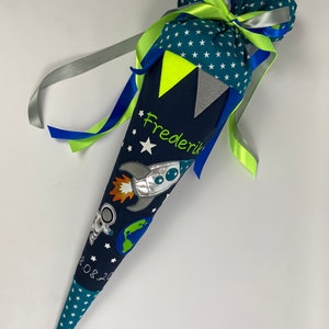 Mochila escolar XL bolsa de azúcar cohete tierra astronauta espacio de tela incluido cartón en blanco 85 cm NUEVO1994