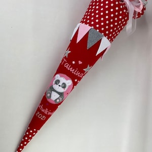Cono escolar/cono de azúcar Panda XL de tela con purpurina, incluye cartón en blanco 85 cm ST7137