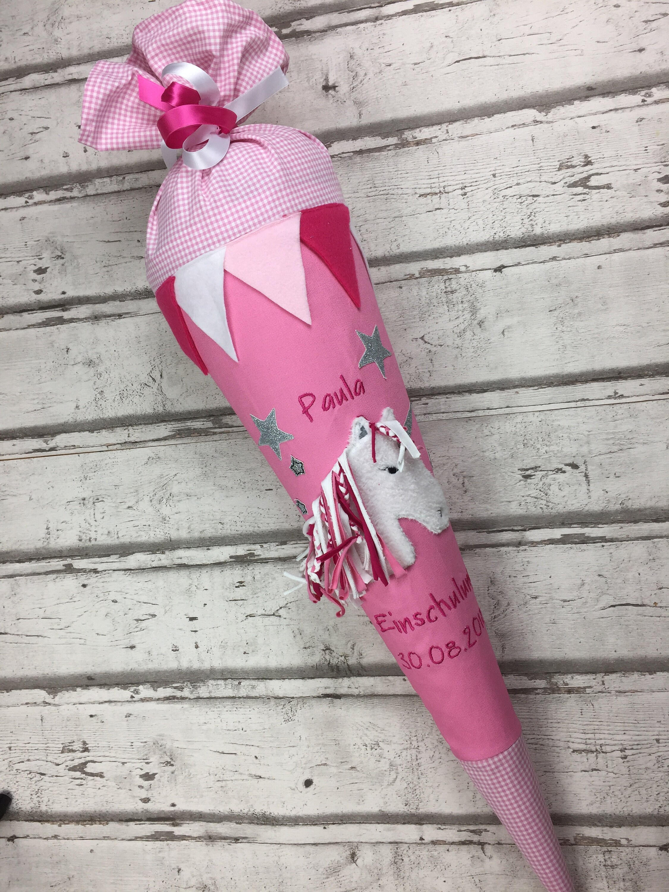 Stabile Spitze Für Schultüte – Durchsichtig, Aus Kunststoff, Passend Für Einhorn-Motive 35–100 Cm | Aufsteck-Spitze Mit Schleife