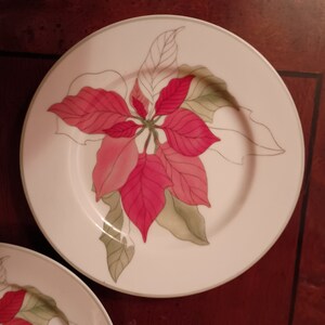 Set of 3 Block Spal Bread Plates Poinsettia 6.25 Portugal 1982 image 2