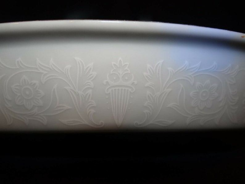 White with white design Au Gratin 2 available Silver trim Crown Victoria Lovelace China