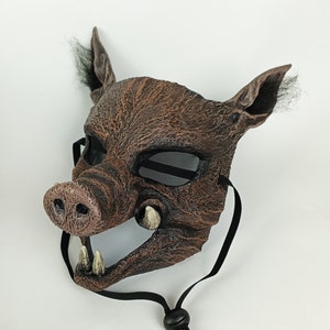 Resin Wild Boar Mask. Creepy Hog mask for Halloween or costume. Durable resin, suitable for adult, teen and child. Comfortable & lightweight