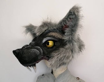 Wolf Mask for theatre, Big Bad Wolf mask, werewolf costume, therian wolf head, furry wolf costume