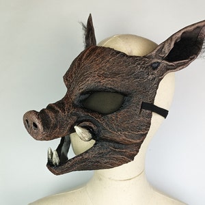 Resin Wild Boar Mask. Creepy Hog mask for Halloween or costume. Durable resin, suitable for adult, teen and child. Comfortable & lightweight