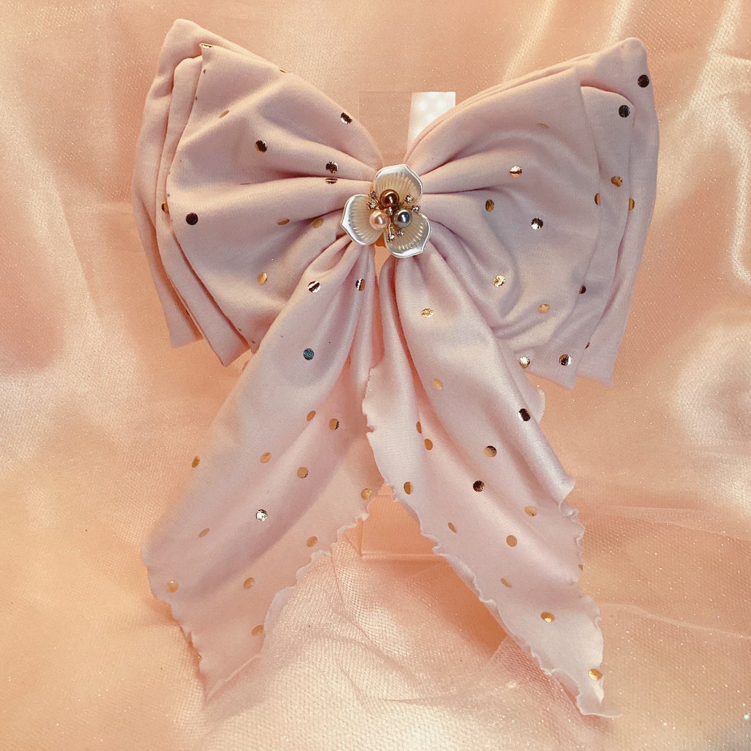 Handmade Coquette Style Feminine Hair Bow, Polka Dot Coquette Aesthetic ...