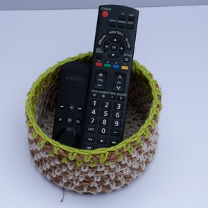 Coral and Off White Round Crochet Rope Basket-Rustic Home or Cabin-Storage and Organization-Gift for Her-Nursery-Bath-Living Room Lime Green