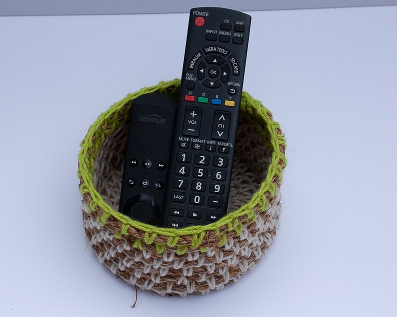 Coral and Off White Round Crochet Rope Basket-Rustic Home or Cabin-Storage and Organization-Gift for Her-Nursery-Bath-Living Room Lime Green