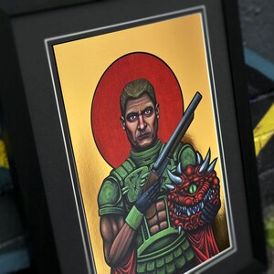 Doomguy Retro Doomguy and Cacodemon Gold Foil Art Print. Saint Slayer, a Unique Gift ...