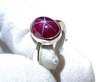 Beautiful Red Star Ruby Gemstone Ring 925 Solid Sterling Silver Ring 6 Ray Star Ruby Stone Size 9x11 mm Birthday Gift St.Patricks day Sale