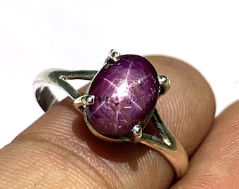 Natural Star Ruby Gemstone Ring 925 Solid Sterling Silver Ring Stone Size 9 x 7 mm (6) Rare Star Ruby Ring Gift Nativa American day Ring